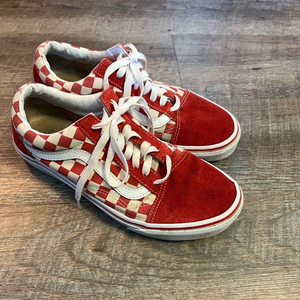 Vans Red and White Heart Pattern Sneakers